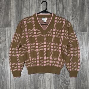 Vintage 80s IZOD Club Golf Sweater Womens S Cotton Preppy Graphic Knit Grandma